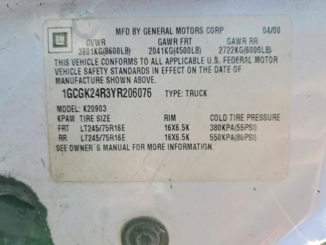 2000 Chevrolet Gmt-400 K2500