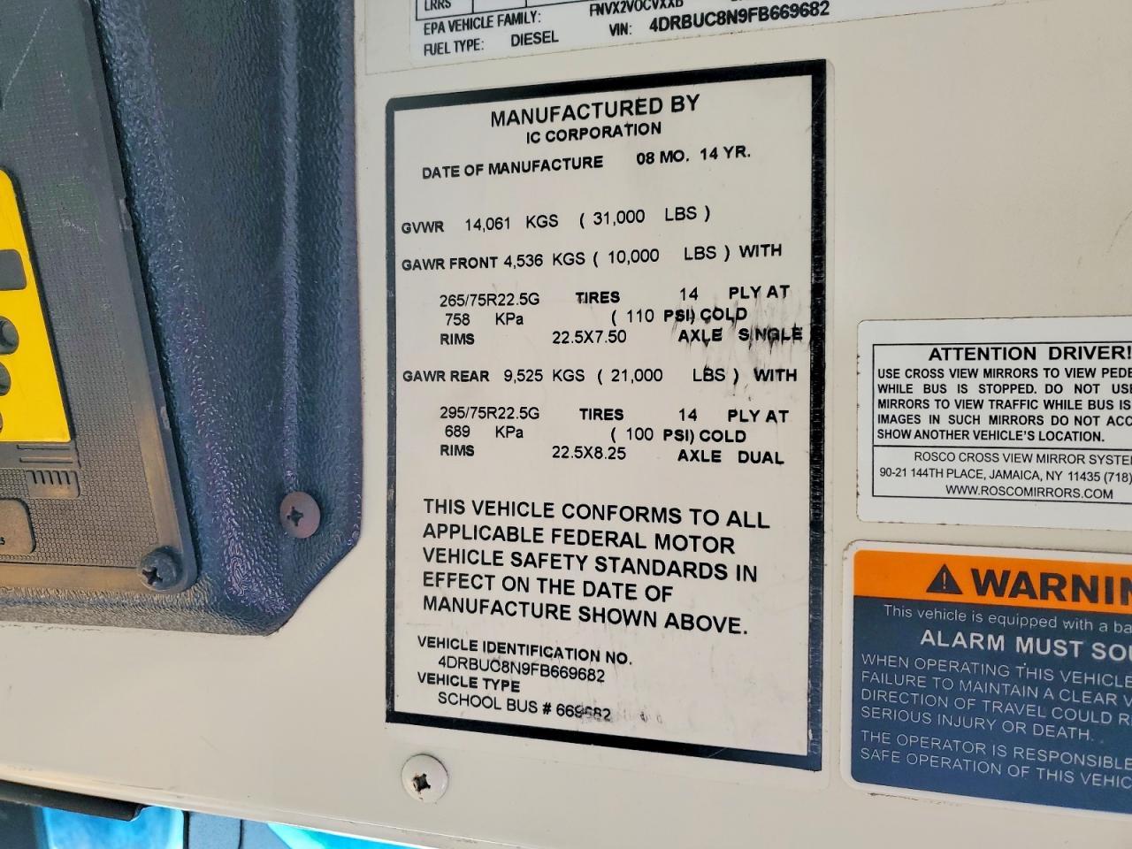 2015 Icrp 2015 IC Corporation CE Series School-School Bus