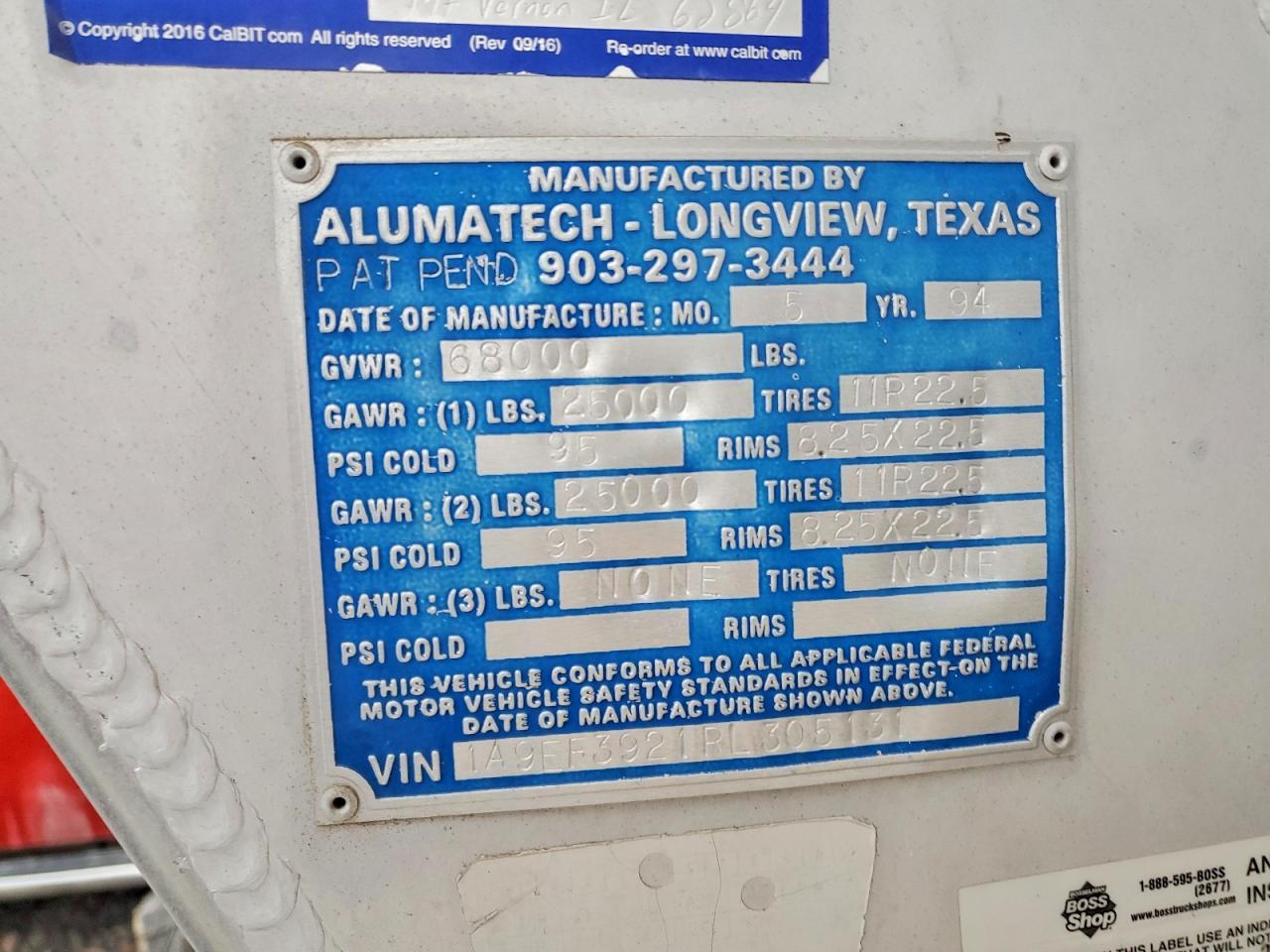 1994 Alumatech END Dump Trailer