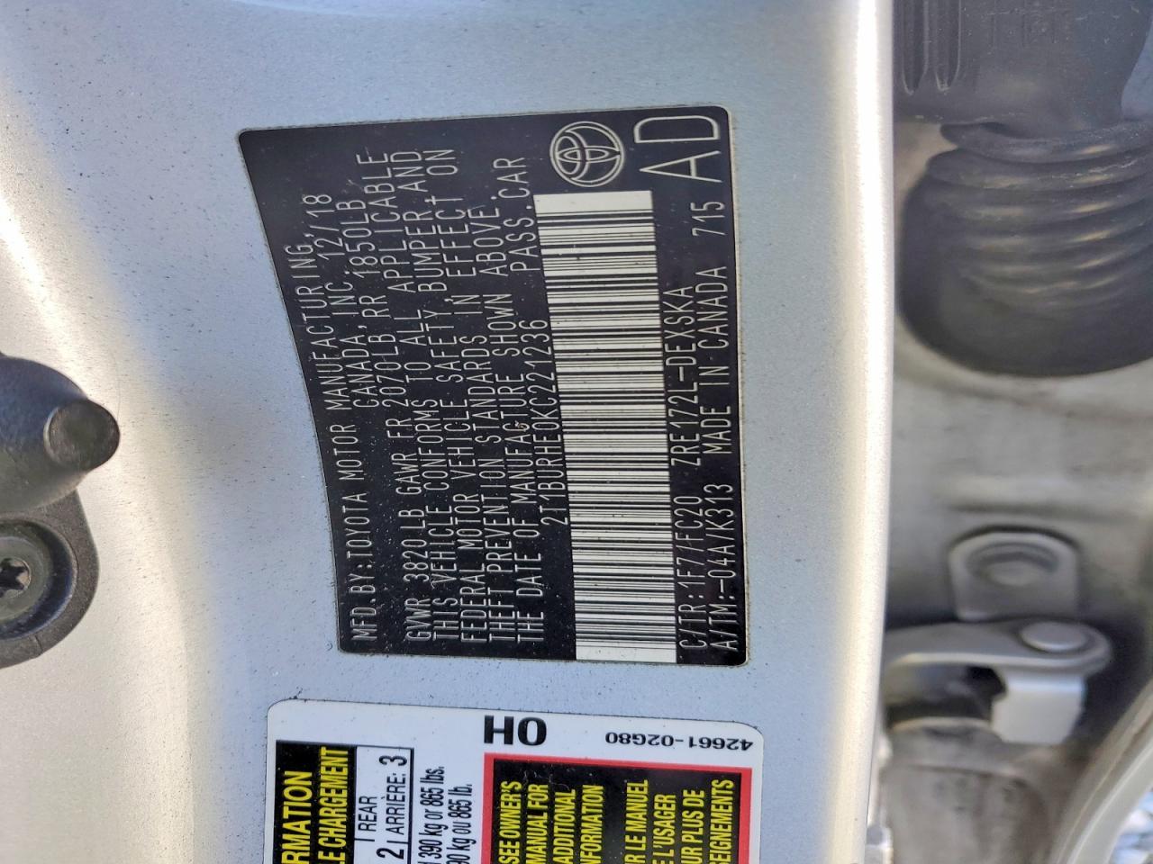 2019 Toyota Corolla l