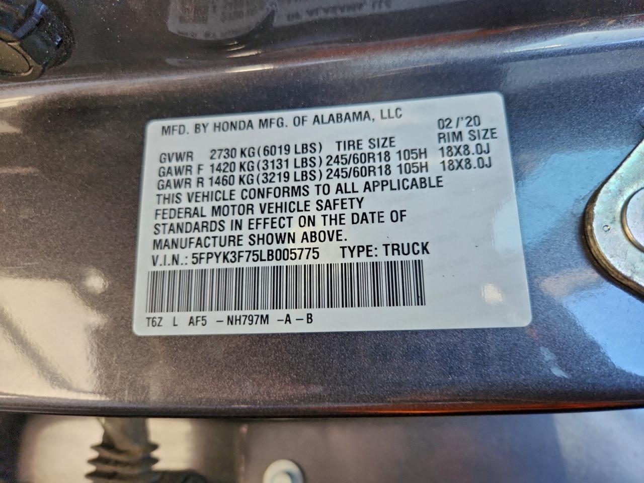 2020 Honda Ridgeline RTL