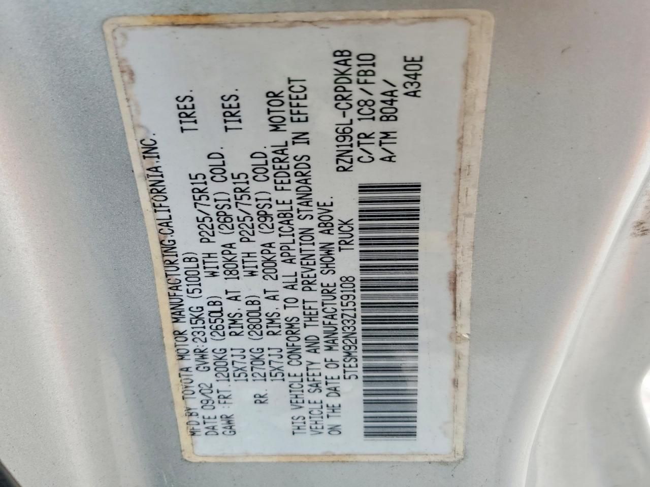 2003 Toyota Tacoma Xtracab Prerunner