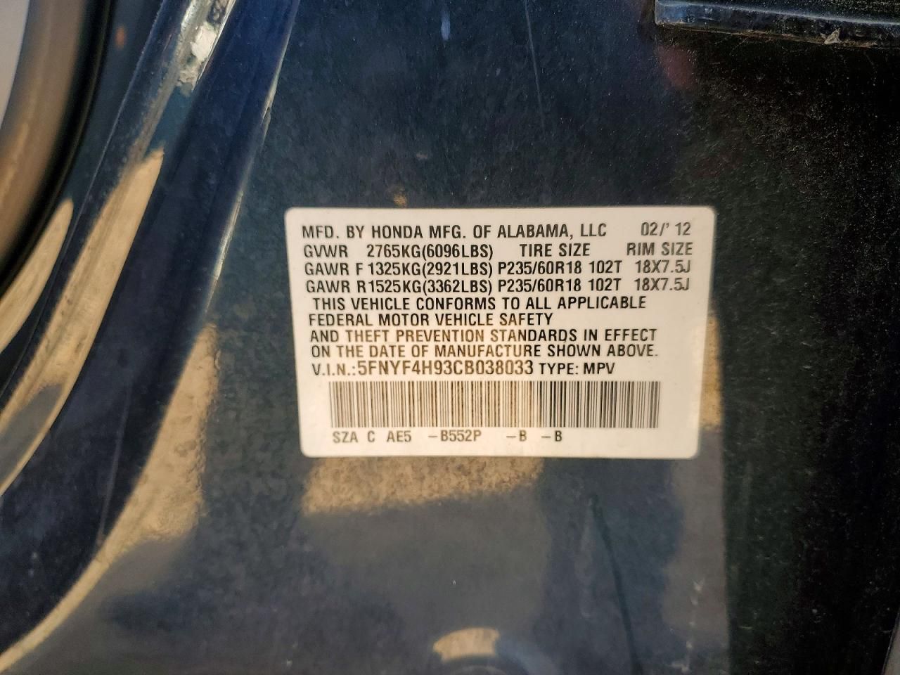 2012 Honda Pilot Touring