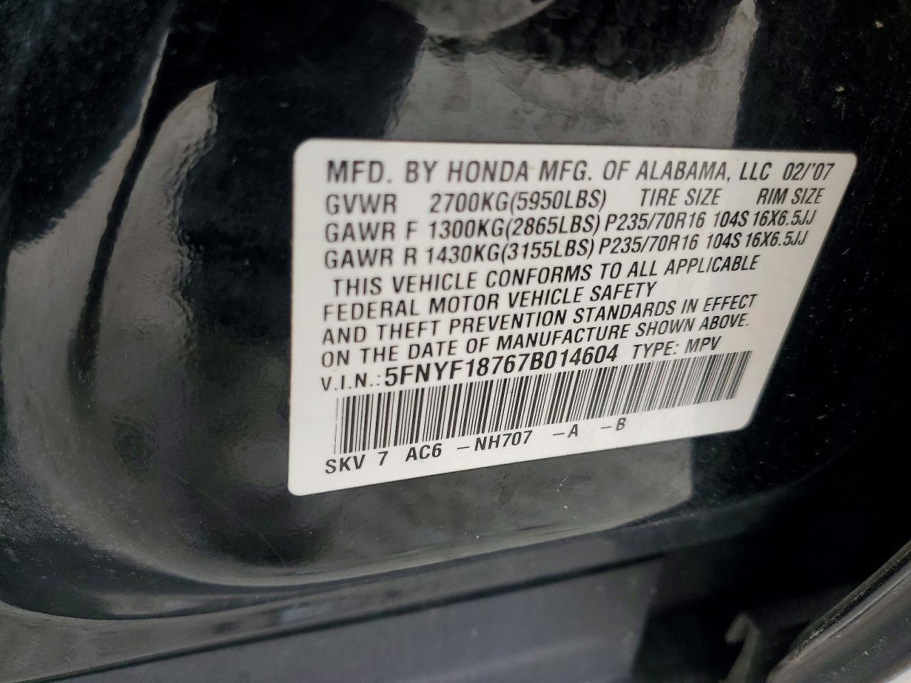 2007 Honda Pilot exl