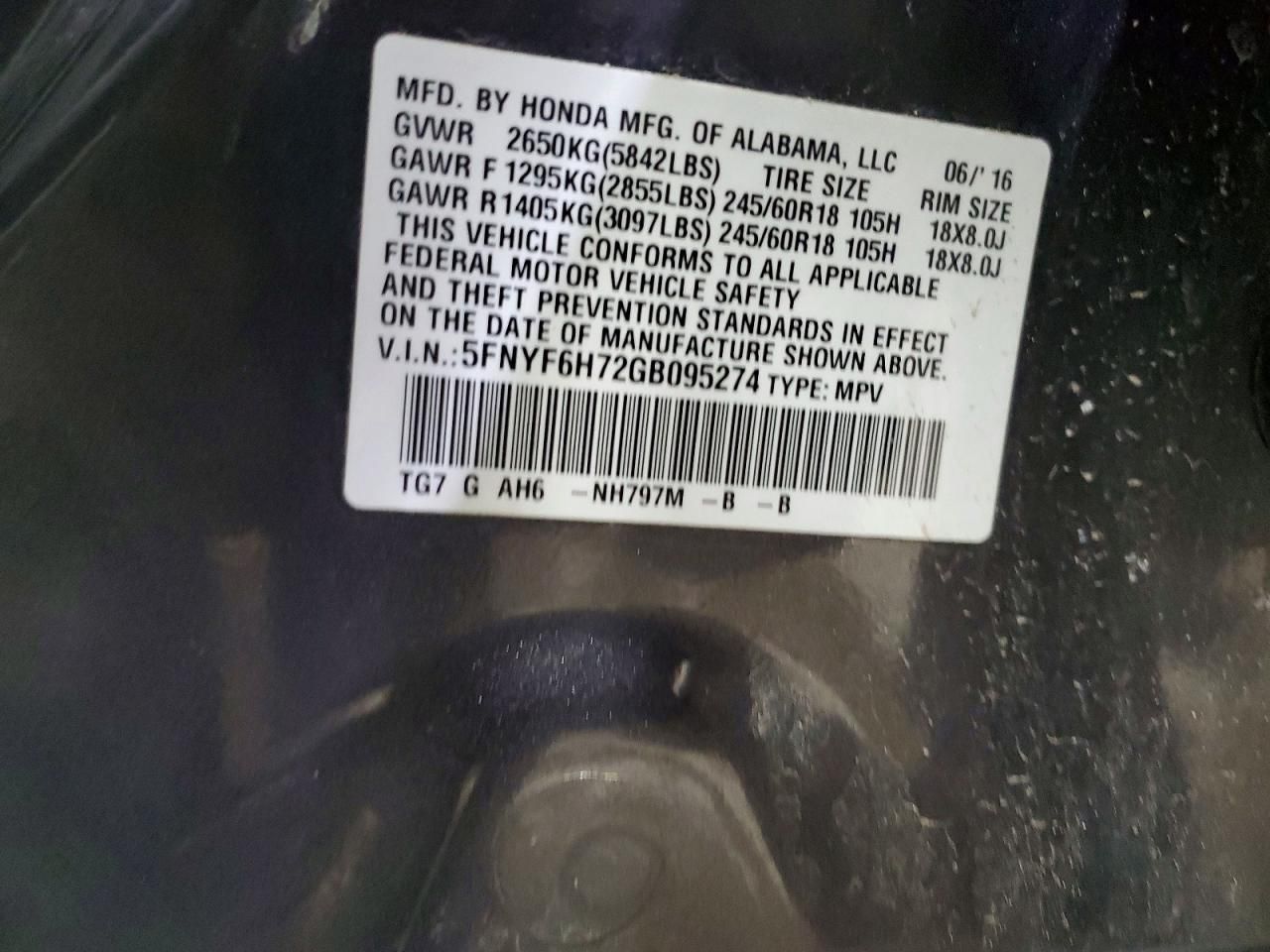 2016 Honda Pilot Exln