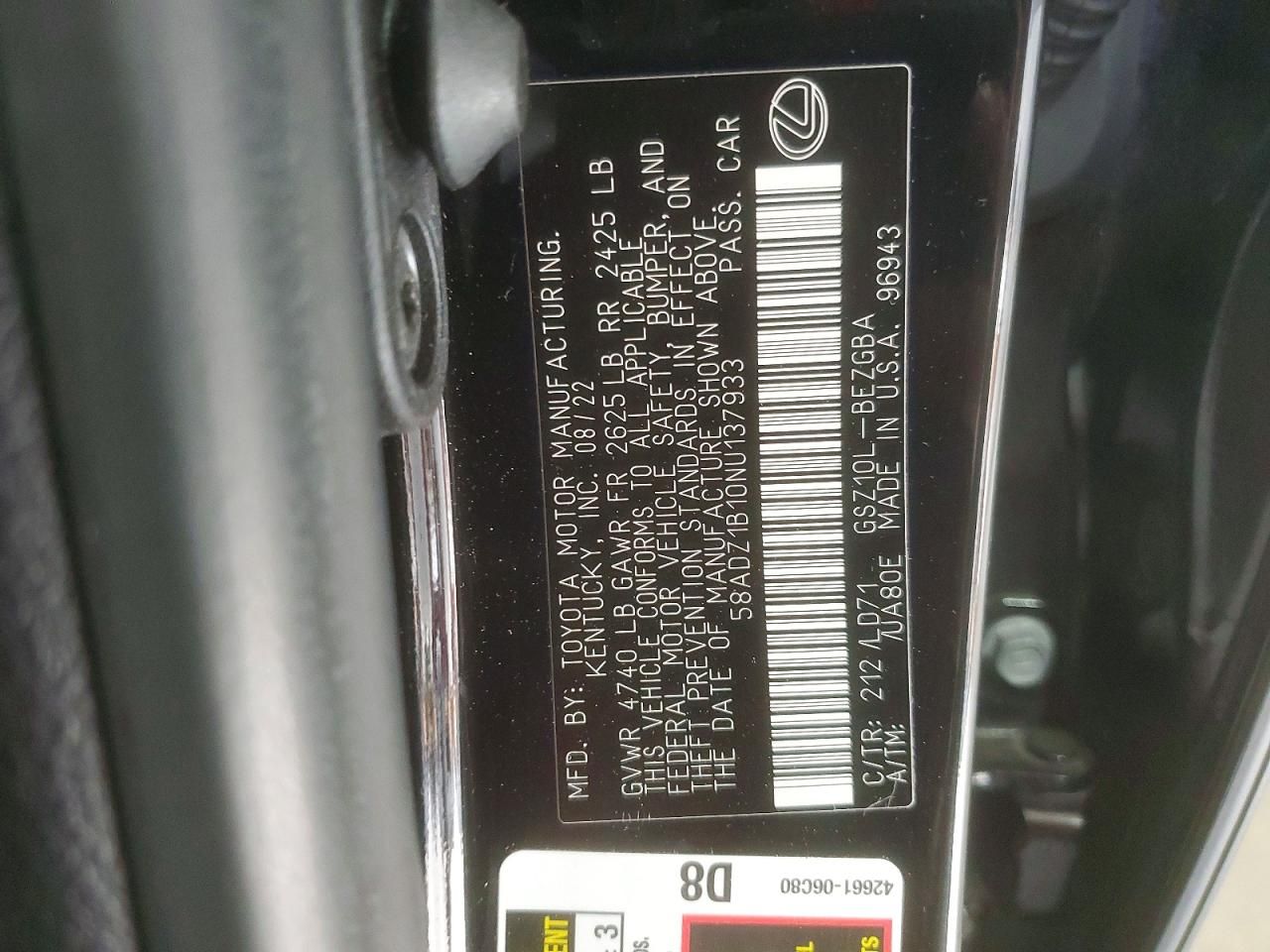 2022 Lexus Es 350 Base