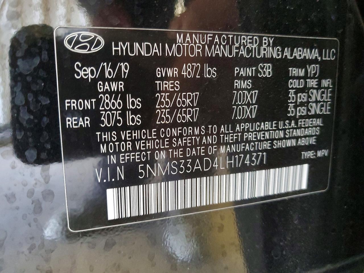 2020 Hyundai Santa fe sel