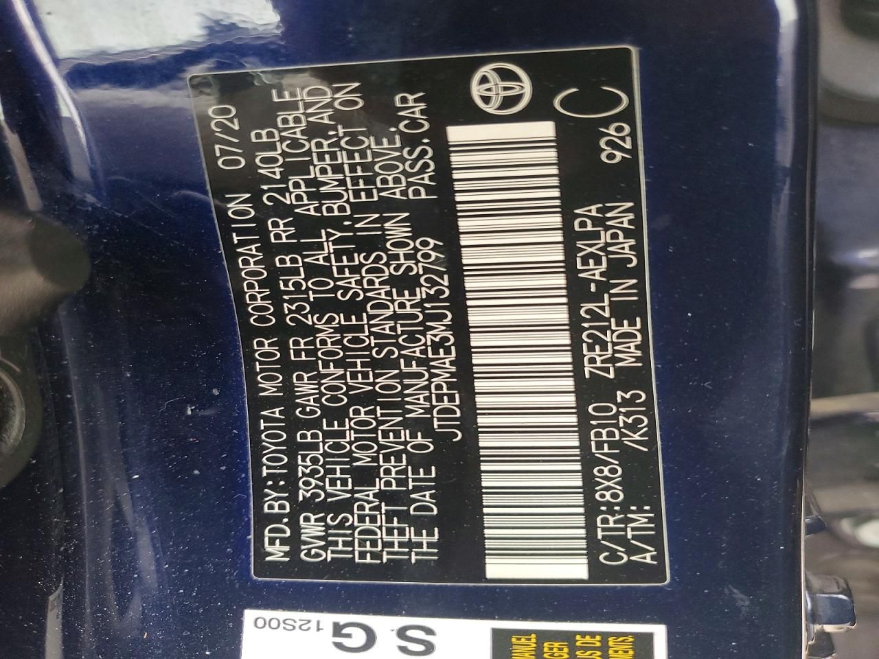 2021 Toyota Corolla le