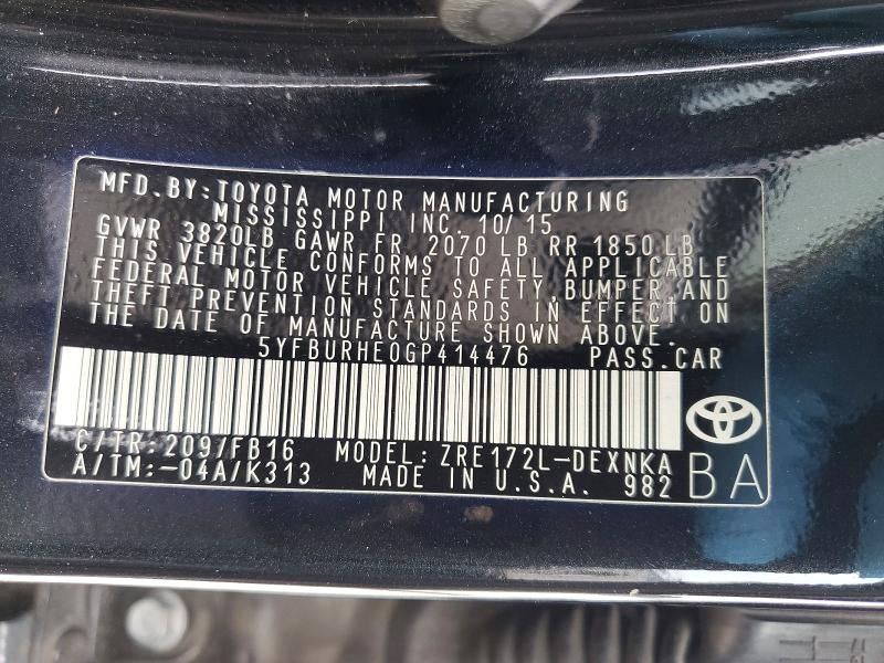 2016 Toyota Corolla l