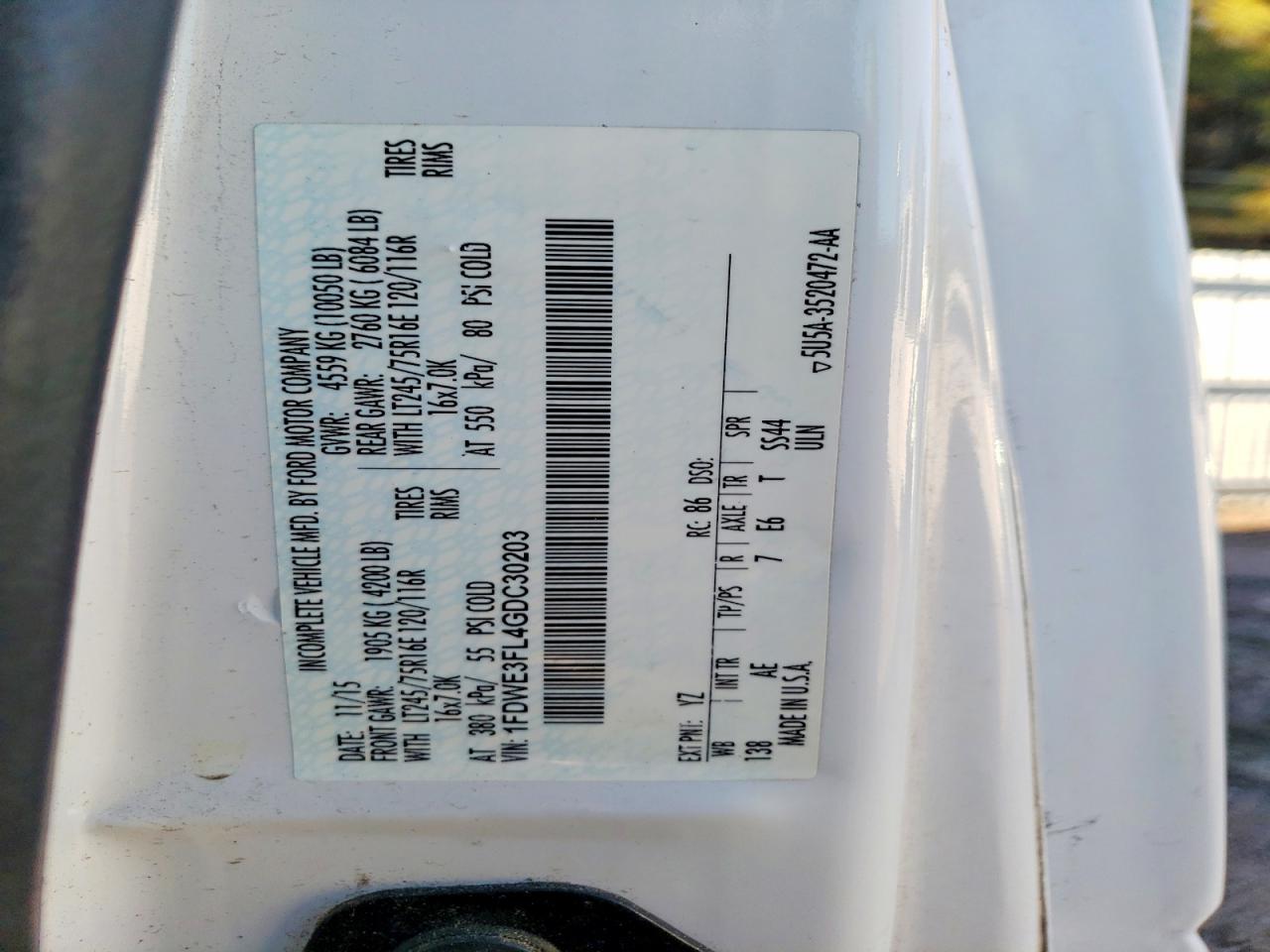 2016 Ford E350 BOX Truck