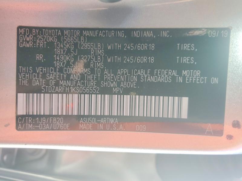 2019 Toyota Highlander le