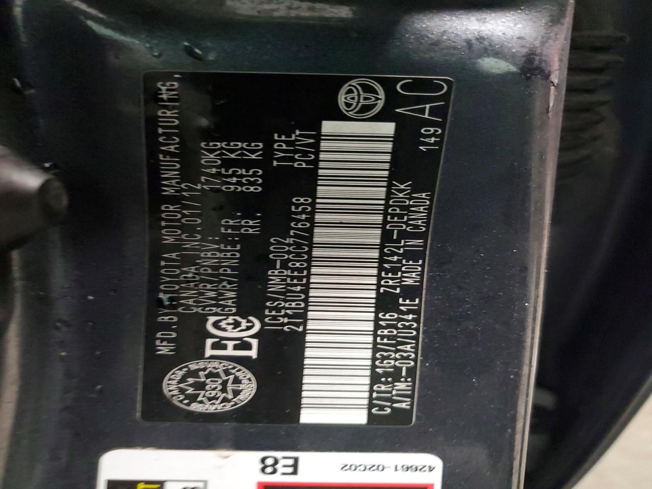 2012 Toyota Corolla Base