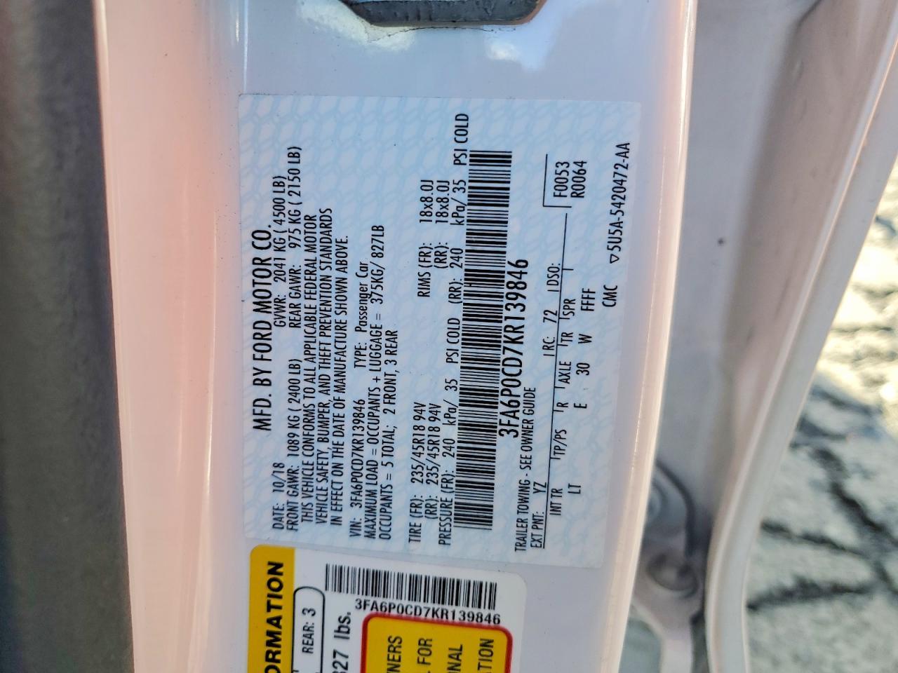 2019 Ford Fusion sel