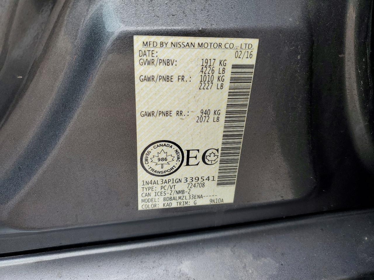 2016 Nissan Altima 2.5