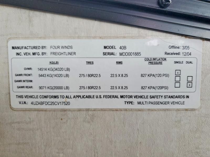 2005 Mand 2005 Freightliner Chassis x Line Motor Home