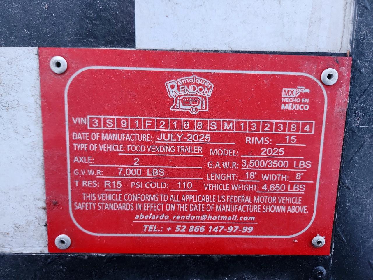 2025 Rendon Trailers 18' Concession