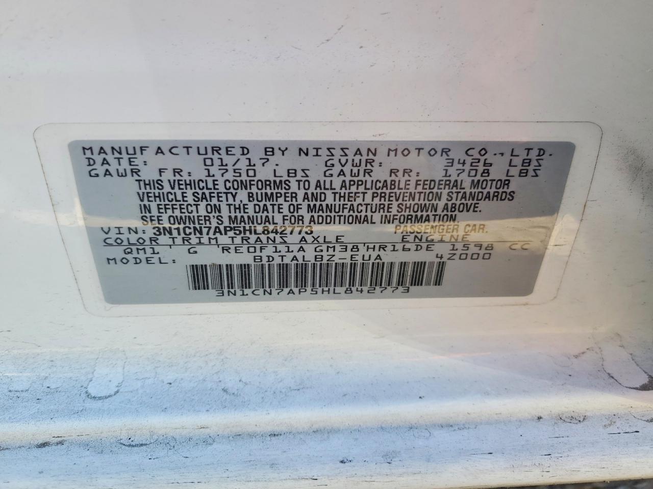 2017 Nissan Versa s