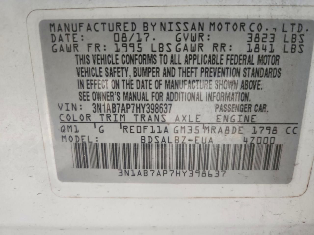 2017 Nissan Sentra s