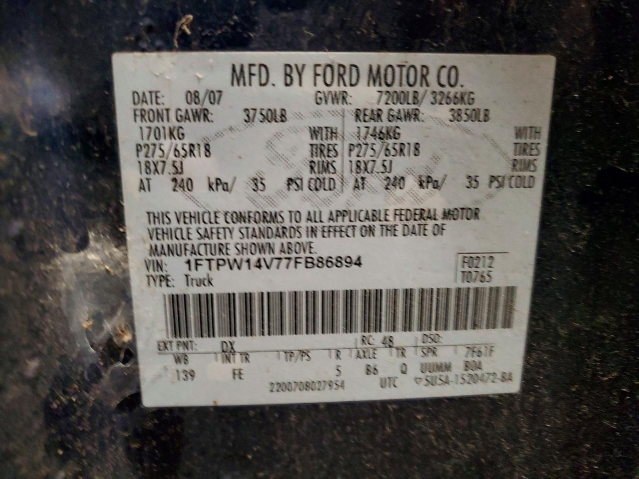 2007 Ford F150 Supercrew