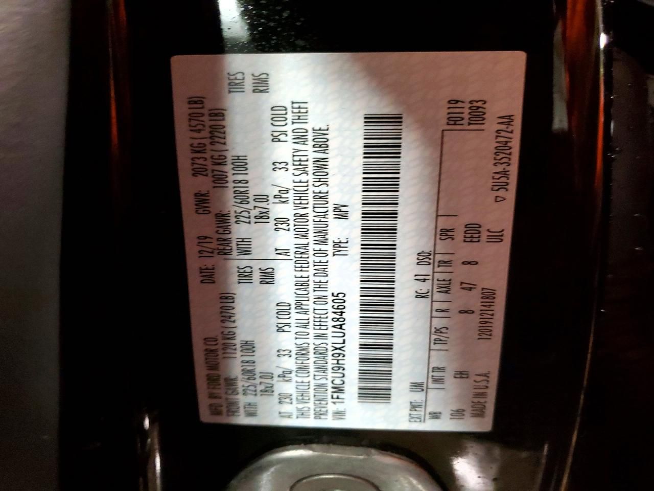 2020 Ford Escape sel