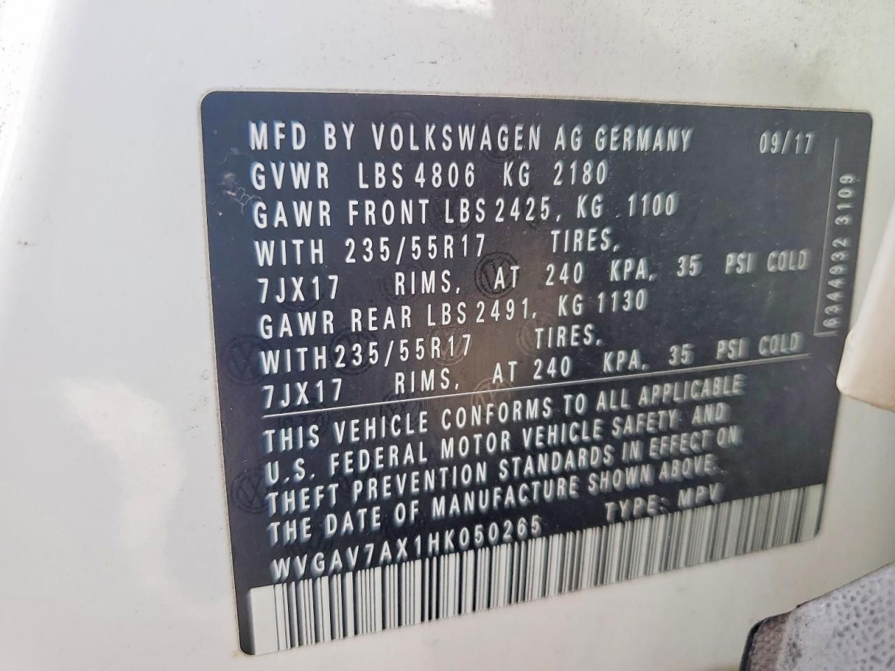 2017 Volkswagen Tiguan s