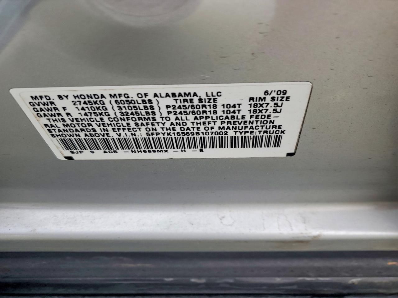 2009 Honda Ridgeline rtl