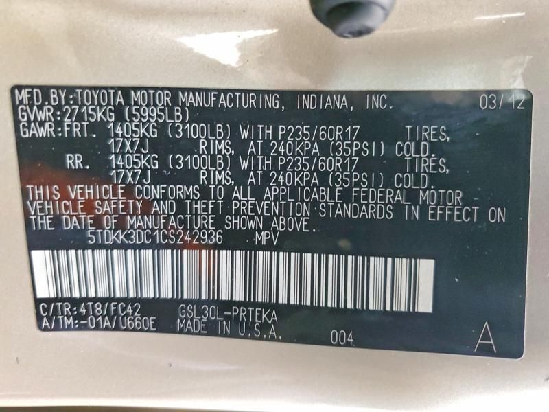 2012 Toyota Sienna le