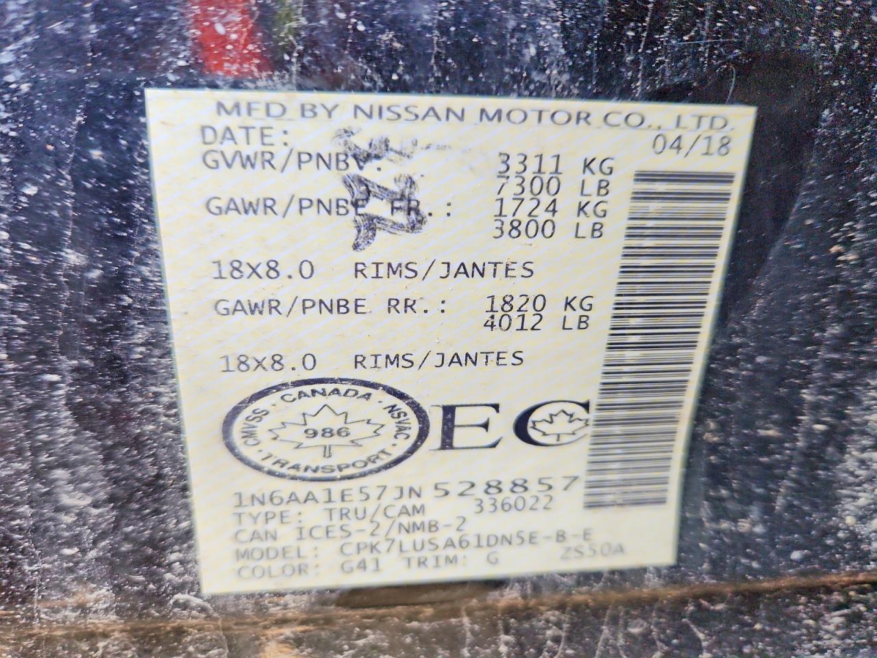2018 Niss Titan SV