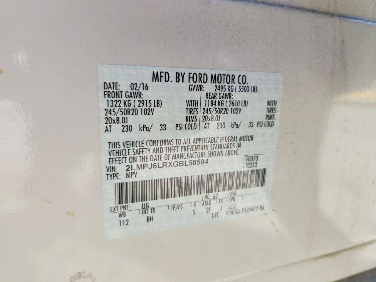 2016 Lincoln Mkx Reserve