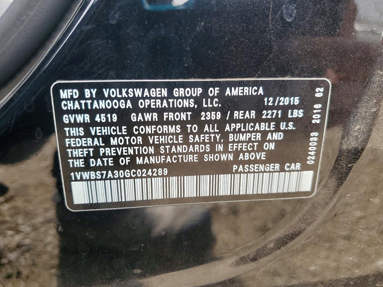2016 Volkswagen Passat se