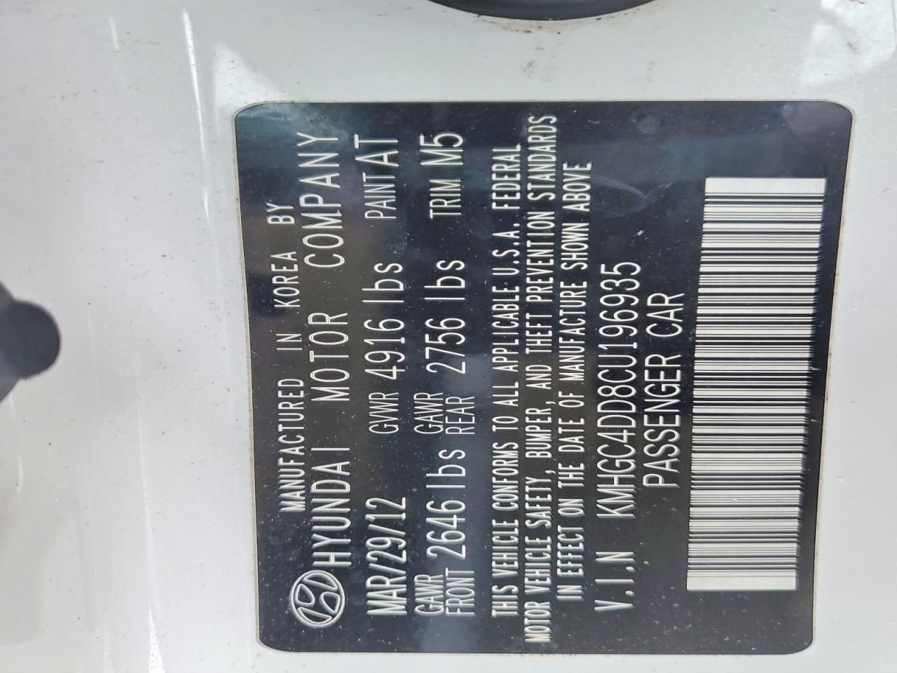 2012 Hyundai Genesis 3.8l