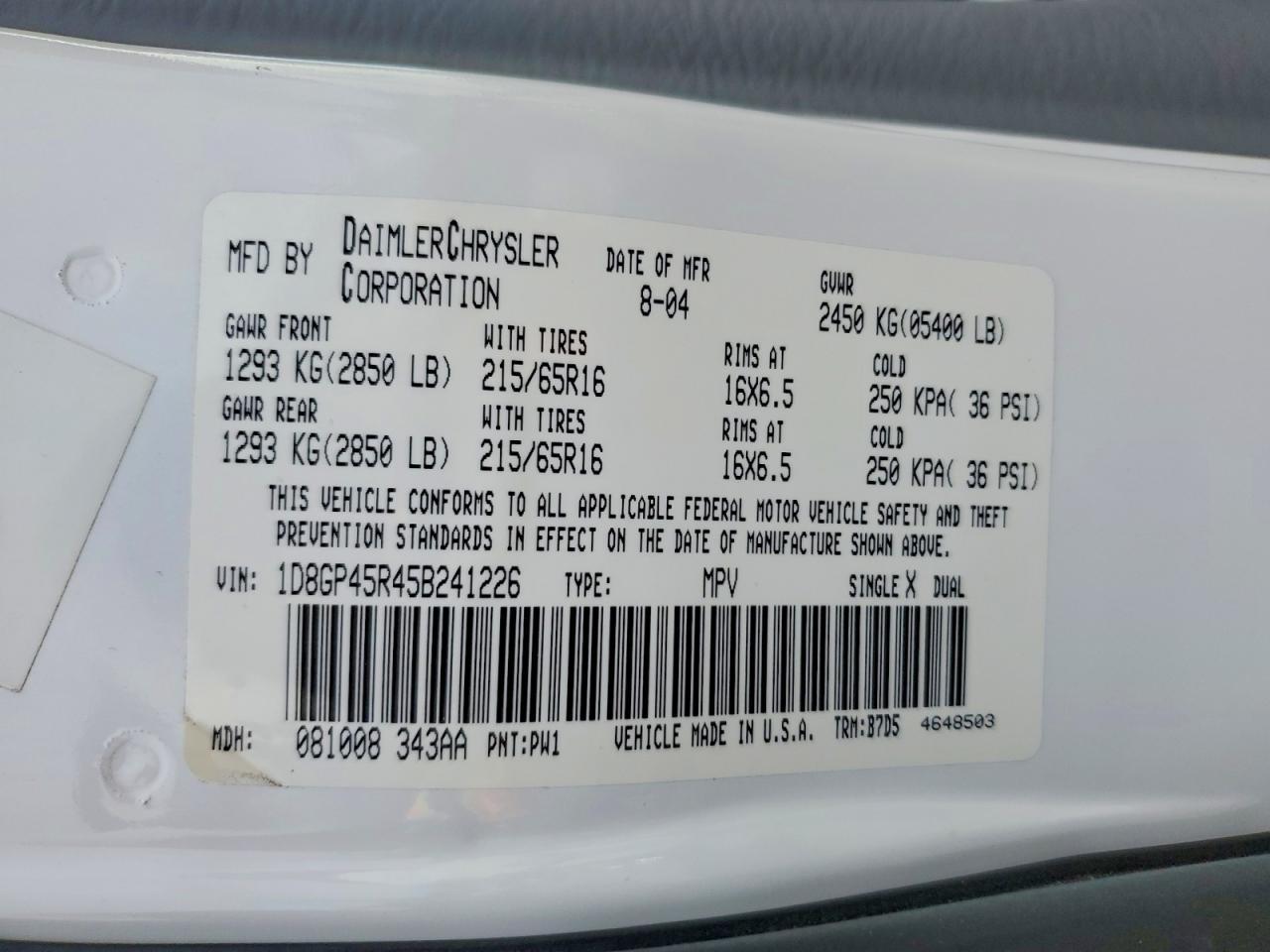 2005 Dodge Caravan sxt