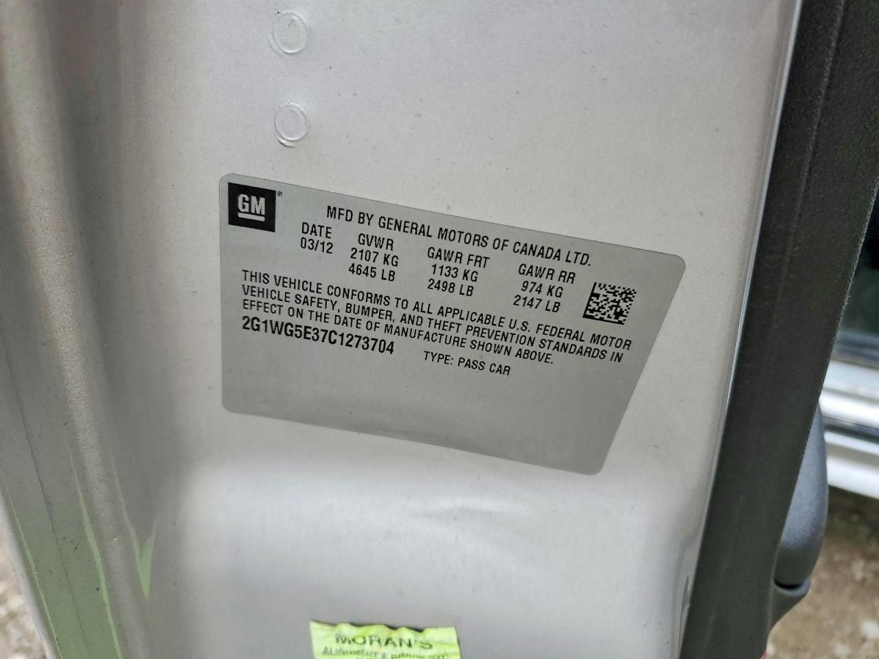 2012 Chevrolet Impala lt