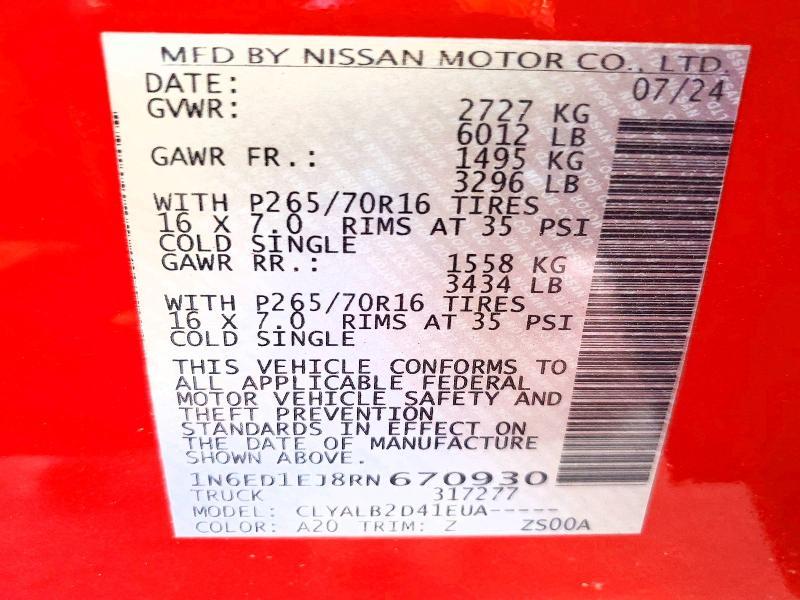 2024 Nissan Frontier sv