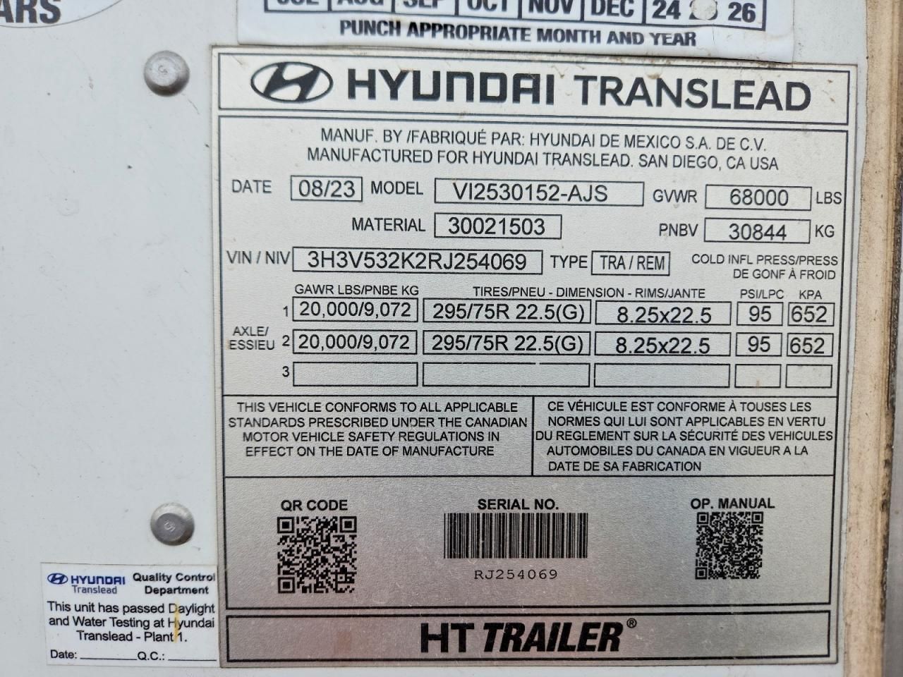 2024 Hyundai Translead V12530152-AJS DRY Van Trailer