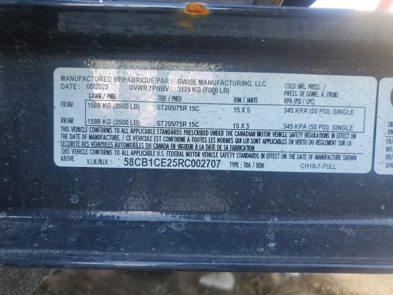 2024 Bwise CH18-7-FULL Equipment Trailer