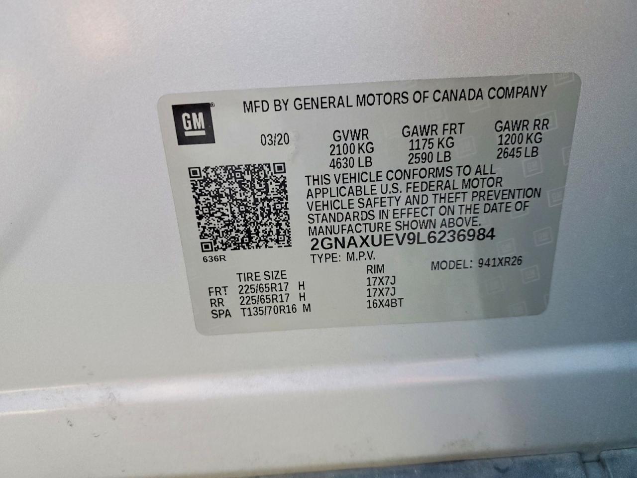 2020 Chevrolet Equinox lt