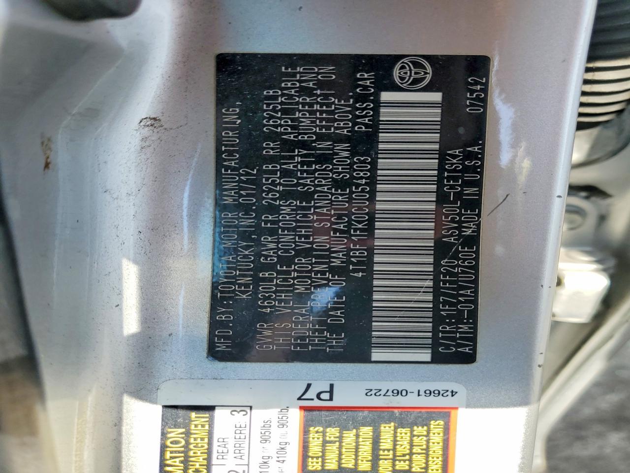 2012 Toyota Camry Base