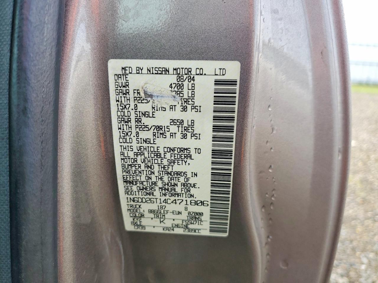 2004 Nissan Frontier King cab xe