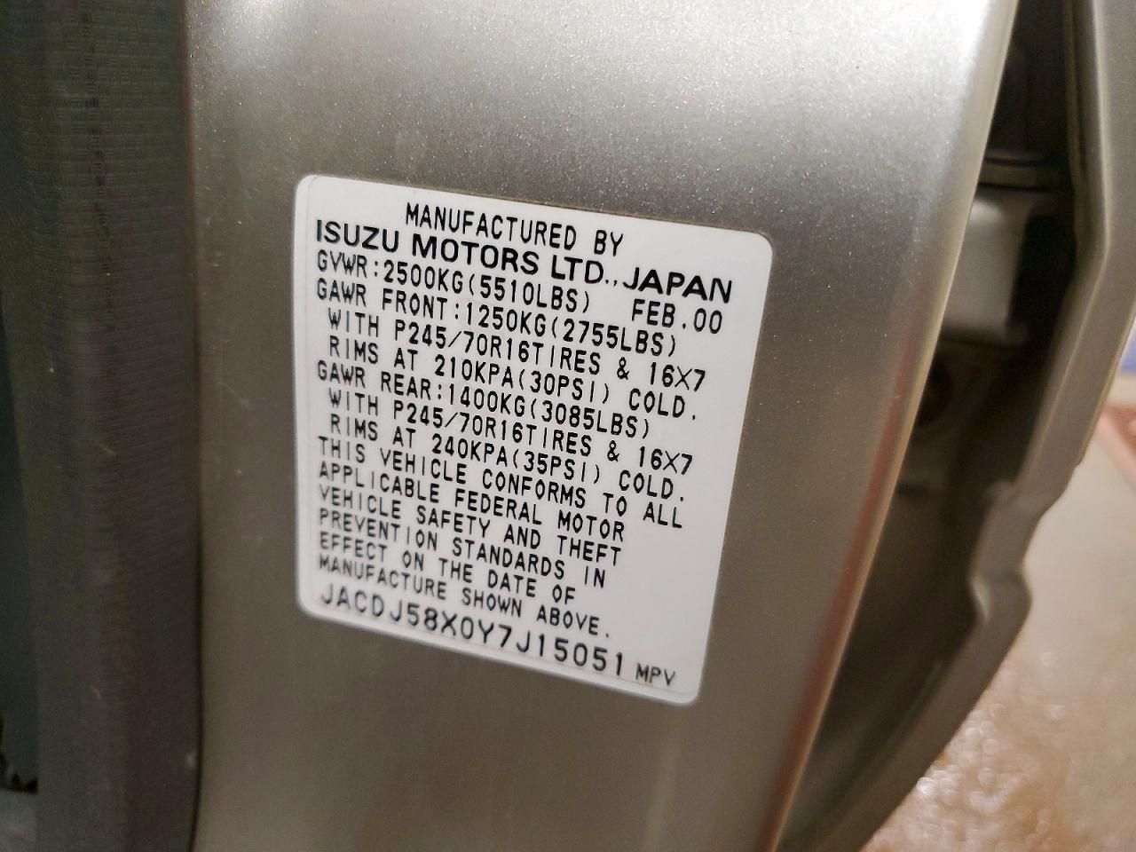 2000 Isuzu Trooper s