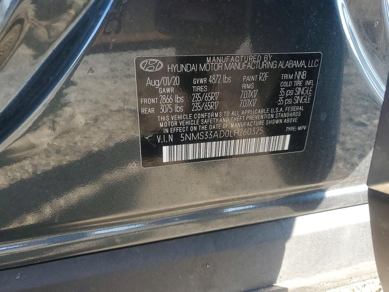 2020 Hyundai Santa fe sel