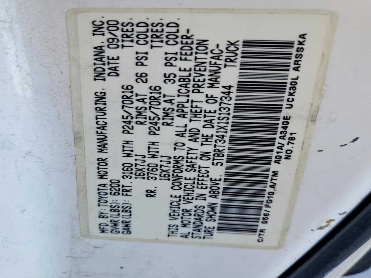 2001 Toyota Tundra Access Cab