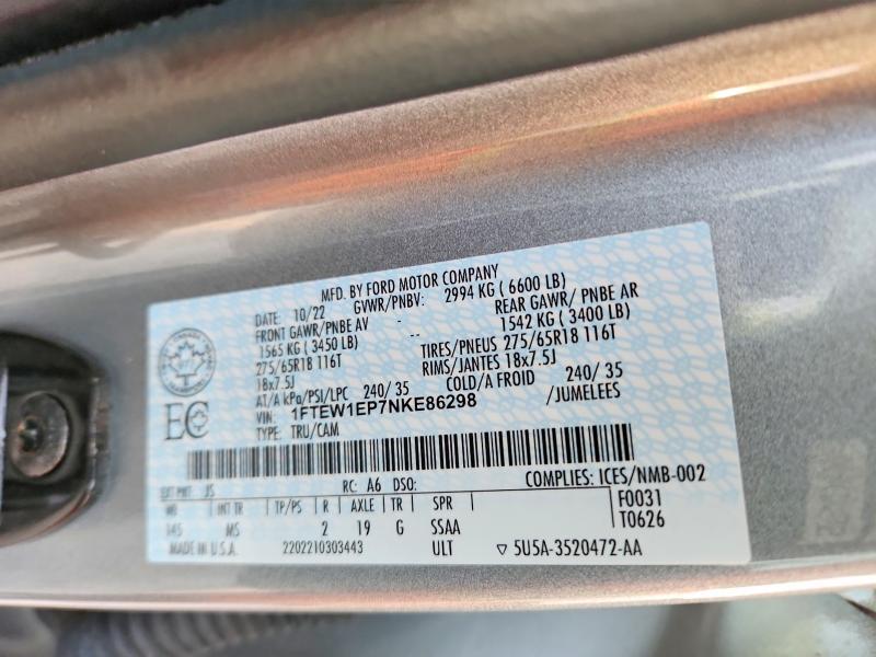 2022 Ford F150 Supercrew