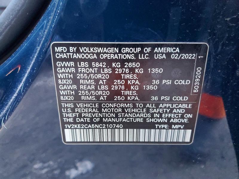 2022 Volkswagen Atlas Cross Sport 3.6l V6 se W/tec