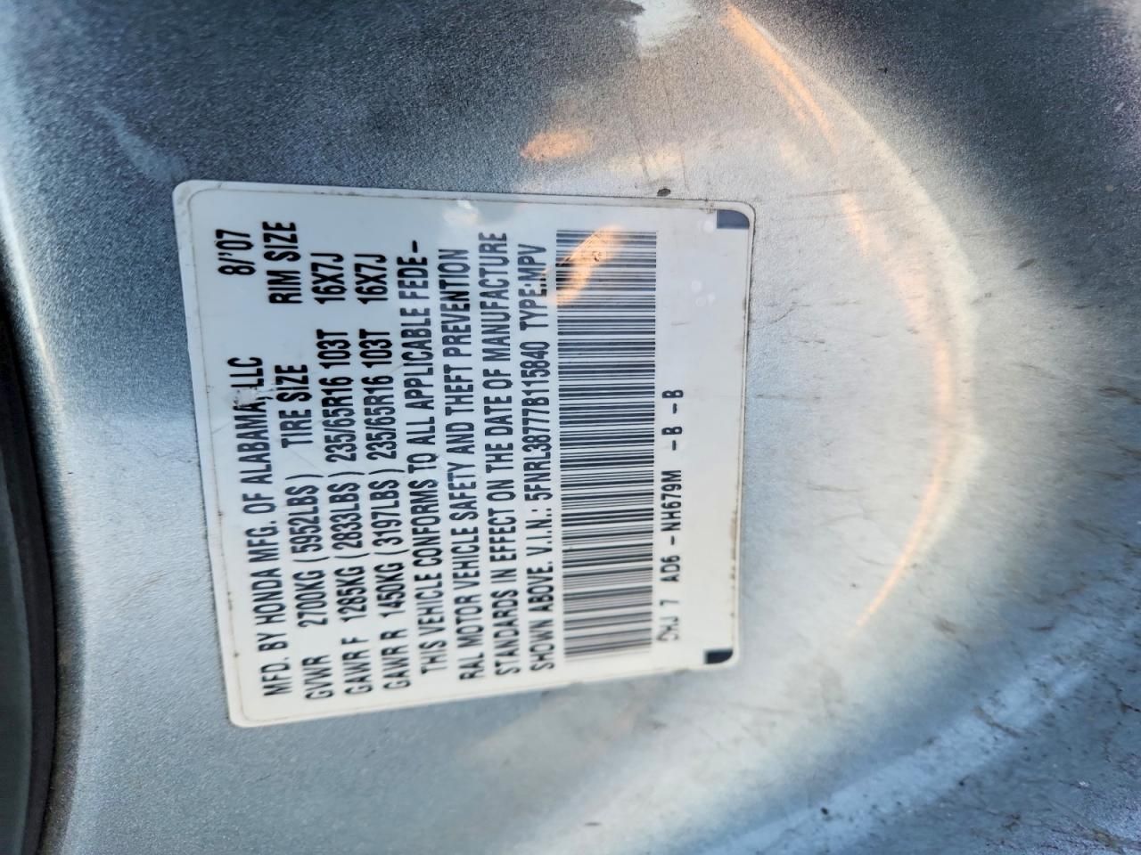 2007 Honda Odyssey exl