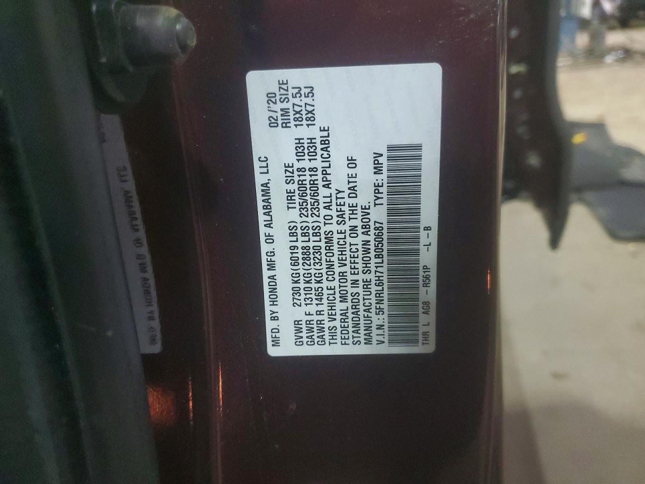 2020 Honda Odyssey exl