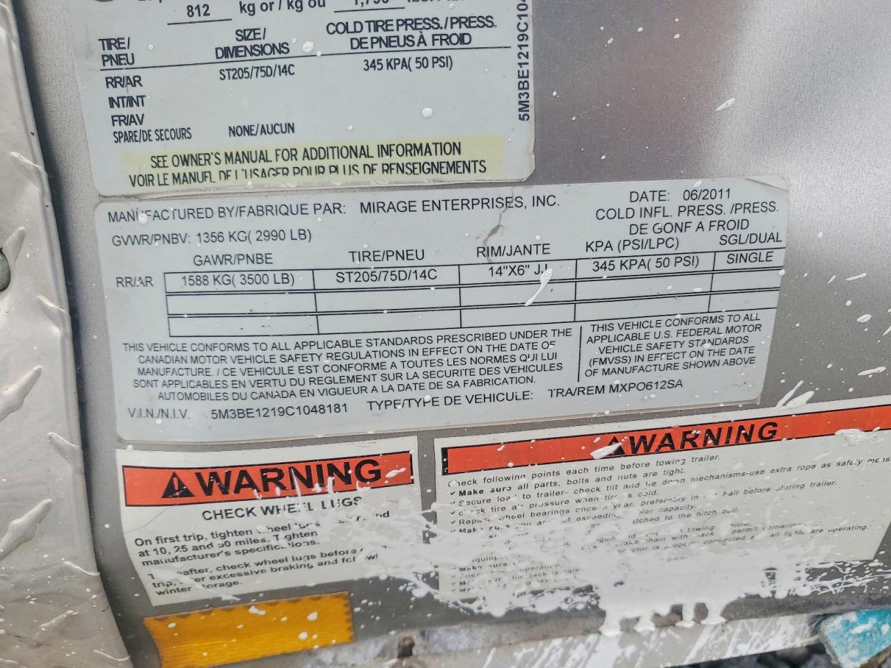 2012 Utility 2012 Mirage MXPO612SA Enclosed Cargo Trailer
