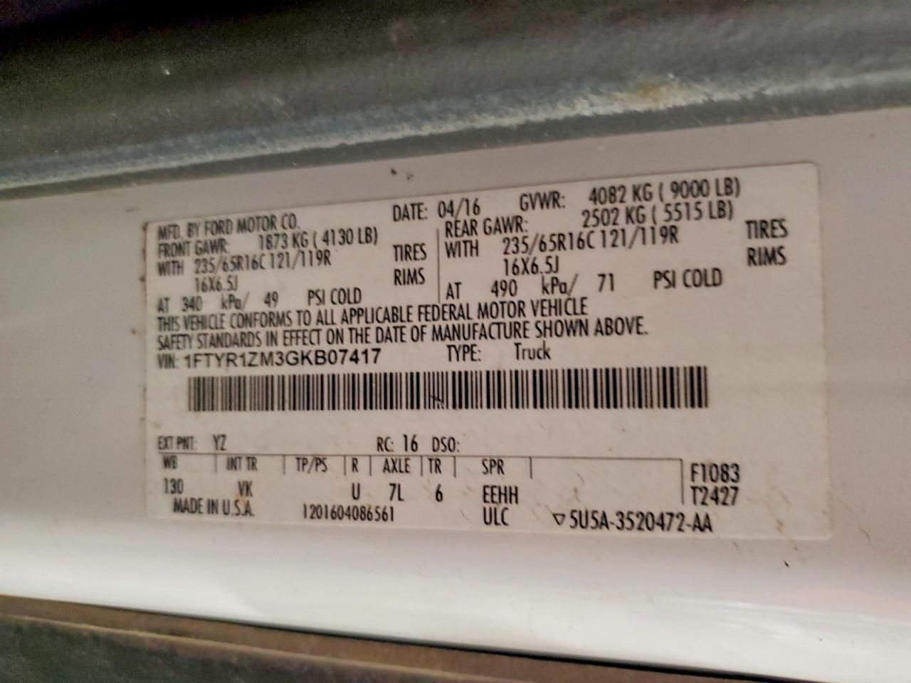 2016 Ford Transit T-250