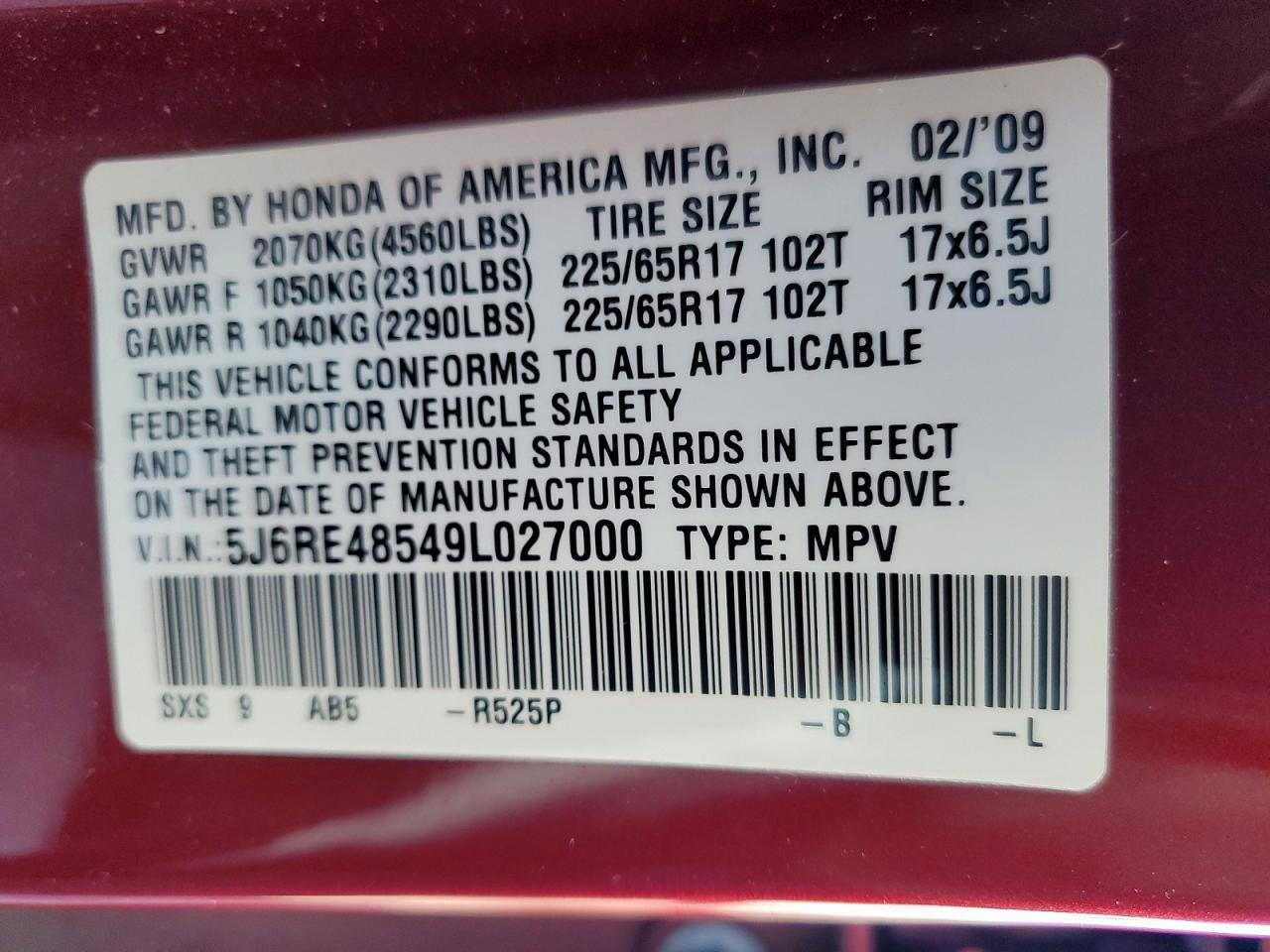 2009 Honda Cr-v ex