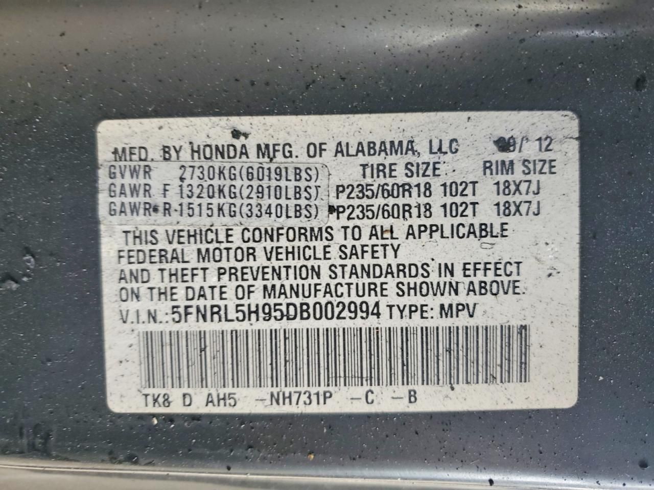 2013 Honda Odyssey Touring